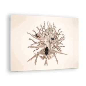 Schilderen op glas - Een compositie van dansers in een artistiek dynamische opstelling - 70x50cm - Bloeiend in dans - Moderne wanddecoratie voor woonkamer en slaapkamer ARTTOR