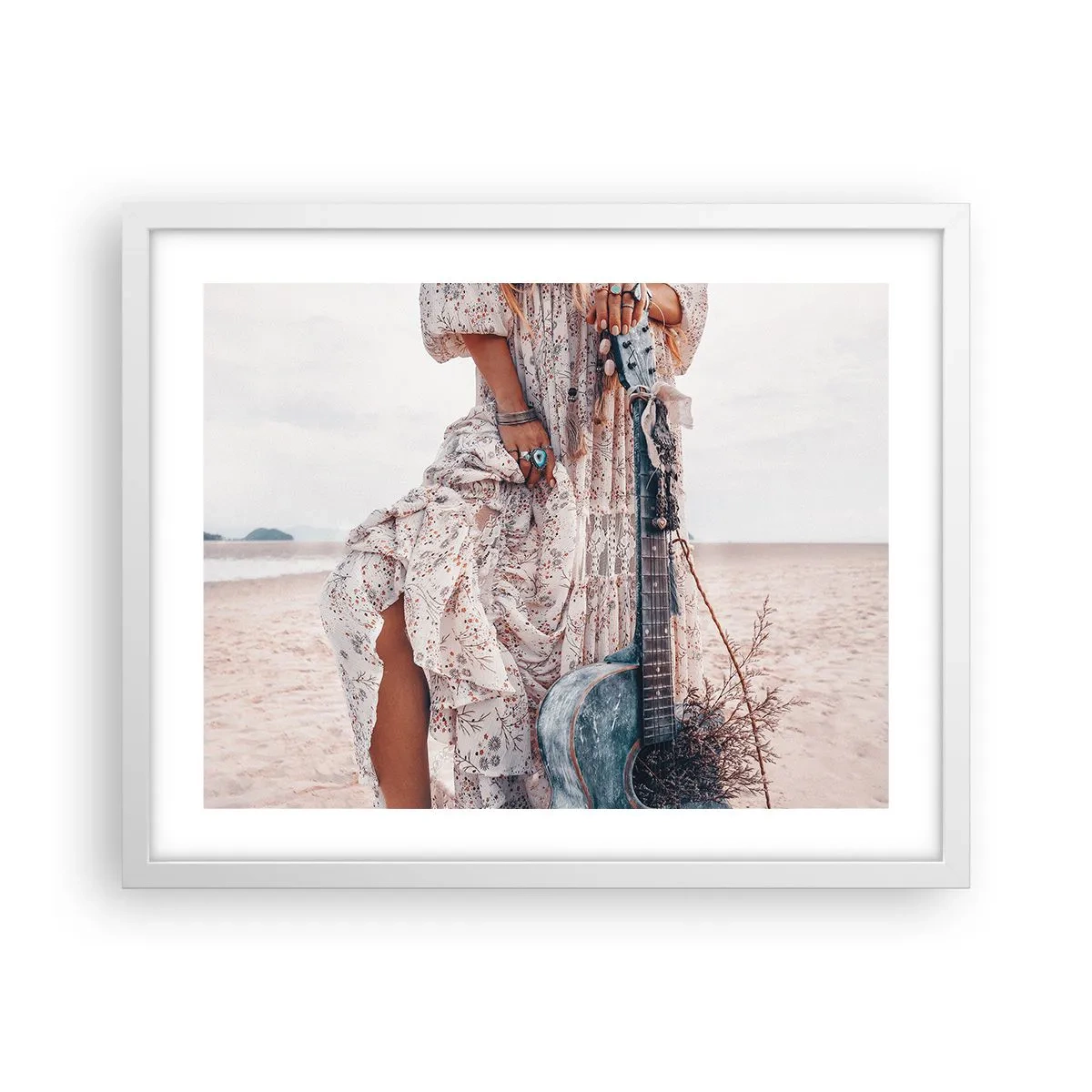 Poster in een witte lijst - Kinderen bloemen onderweg - 50x40 cm