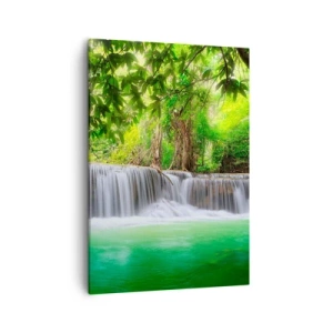 Schilderen op canvas - Een waterval in het groen - 50x70 cm