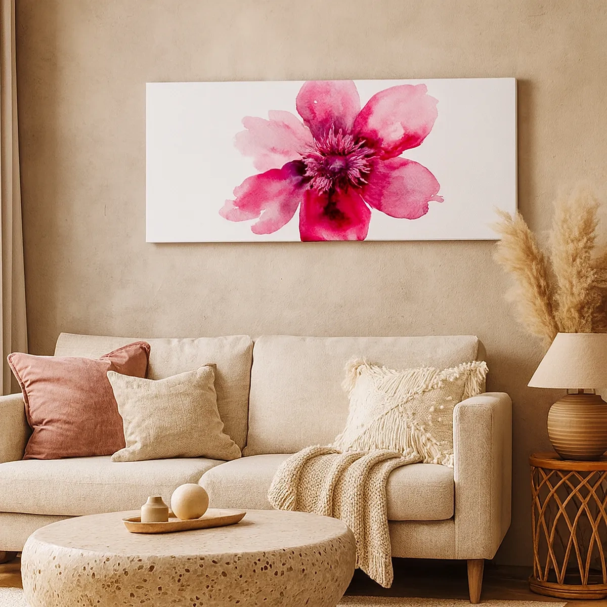 Schilderen op canvas - Een karmijnrode geurende kus - 30x30 cm