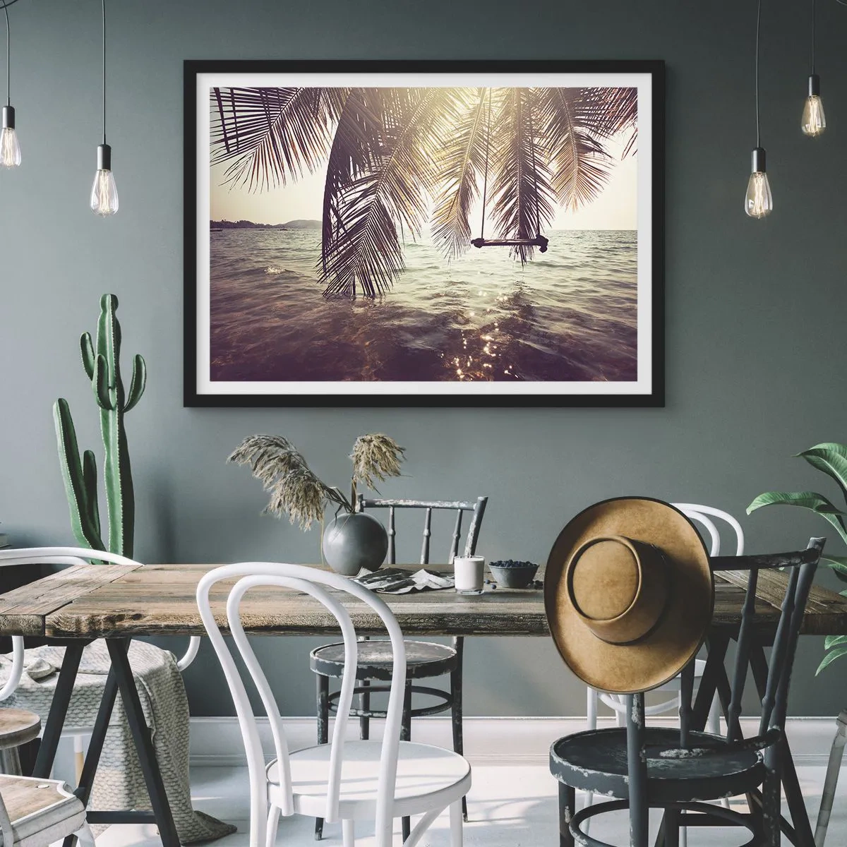 Poster in een zwarte lijst - Je kunt naar believen in de wolken slingeren - 100x70 cm