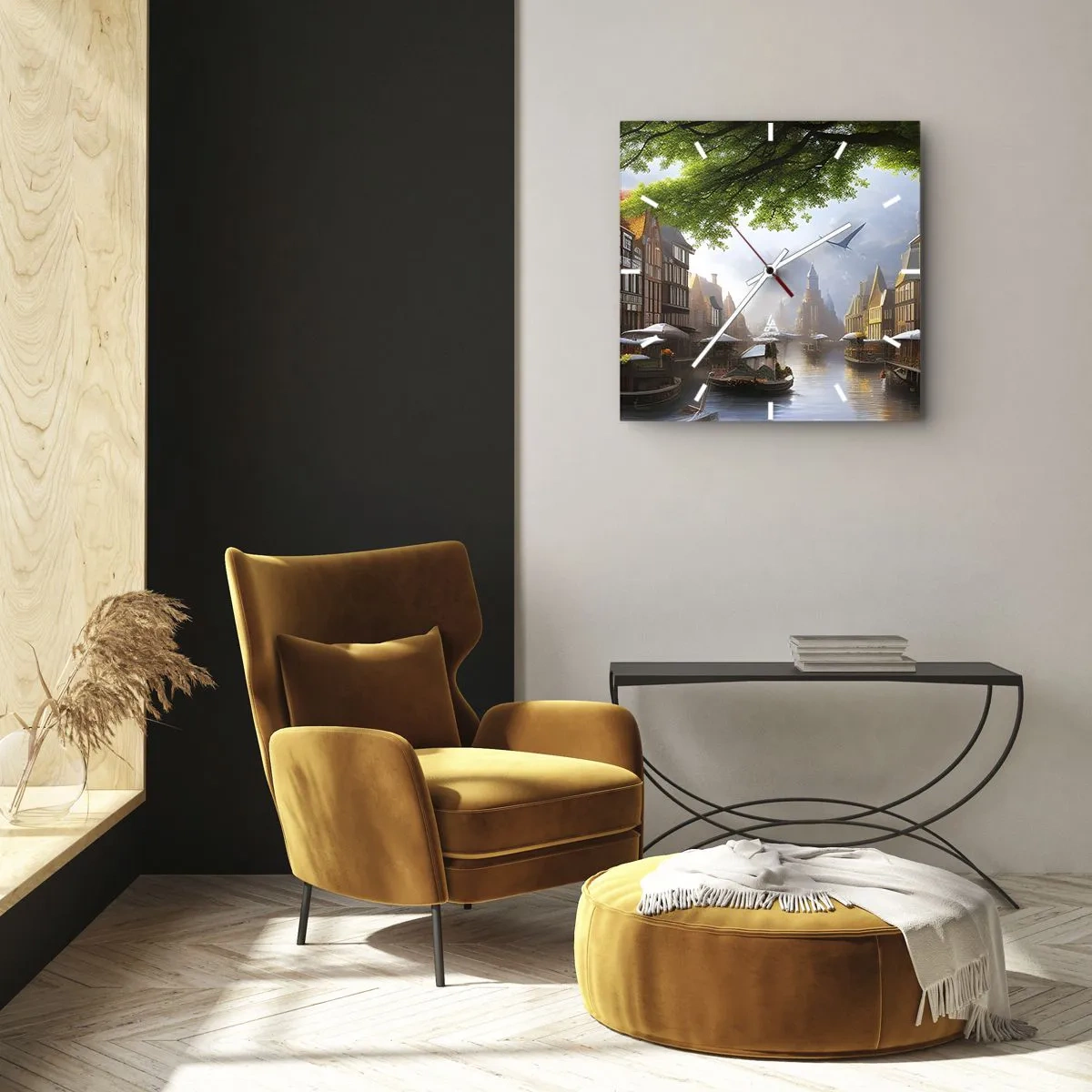 Wandklok - Klok - Hollands stadsbeeld - 40x40 cm