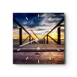 Wandklok - Klok - Rechtstreeks naar het rustige strand bij zonsondergang - 40x40 cm