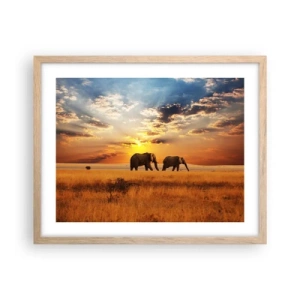 Een poster in een licht eiken lijst - Familie wandeling - 50x40 cm