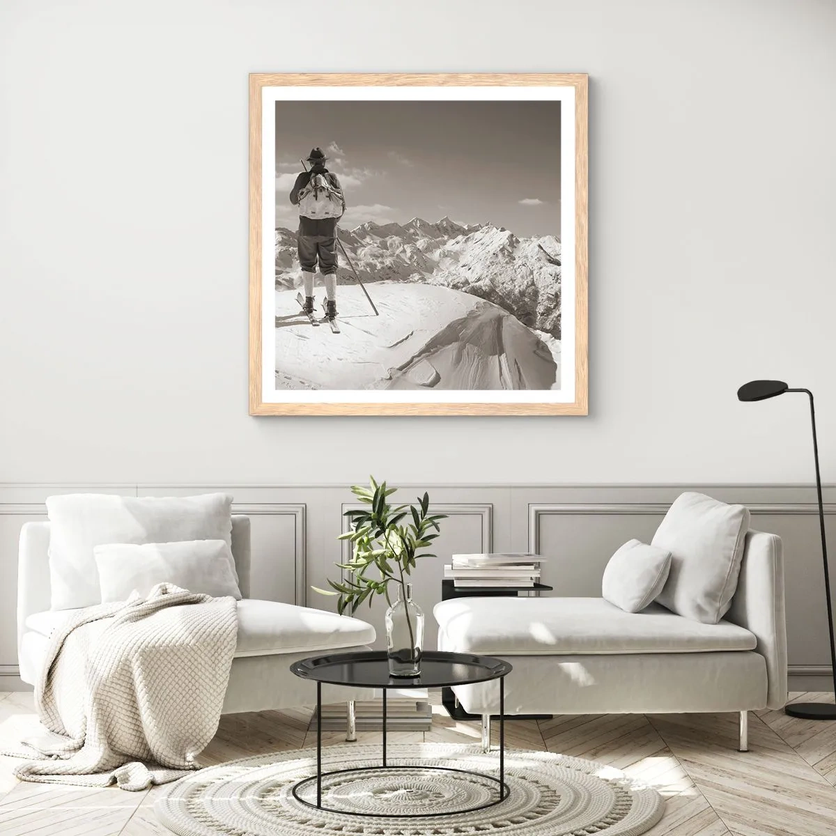 Een poster in een licht eiken lijst - En de bergen blijven onveranderd - 40x40 cm