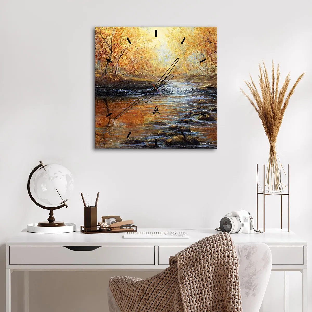 Wandklok - Klok - De gouden stroom - 40x40 cm