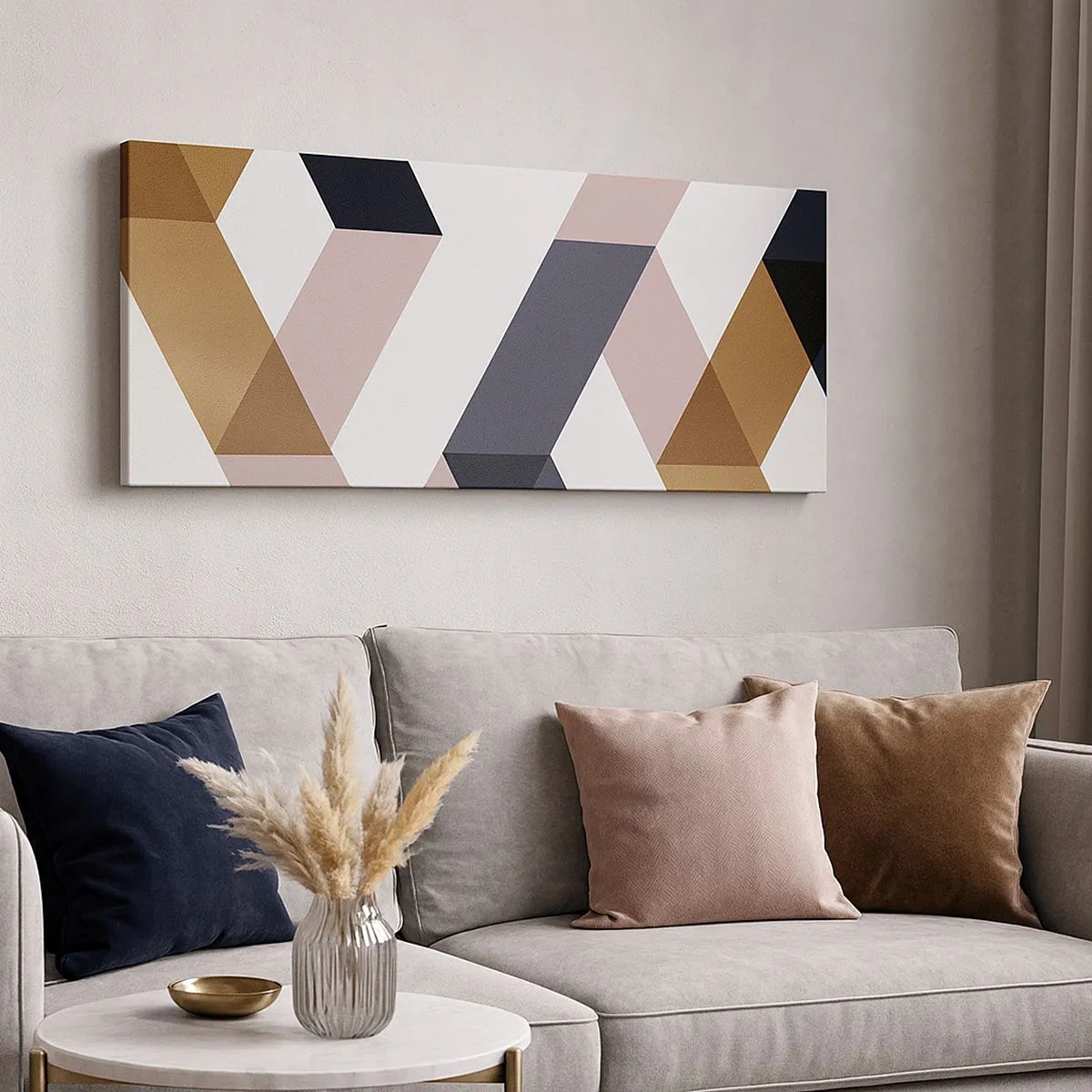 Schilderen op canvas - Vlakken en hoeken - 100x40 cm