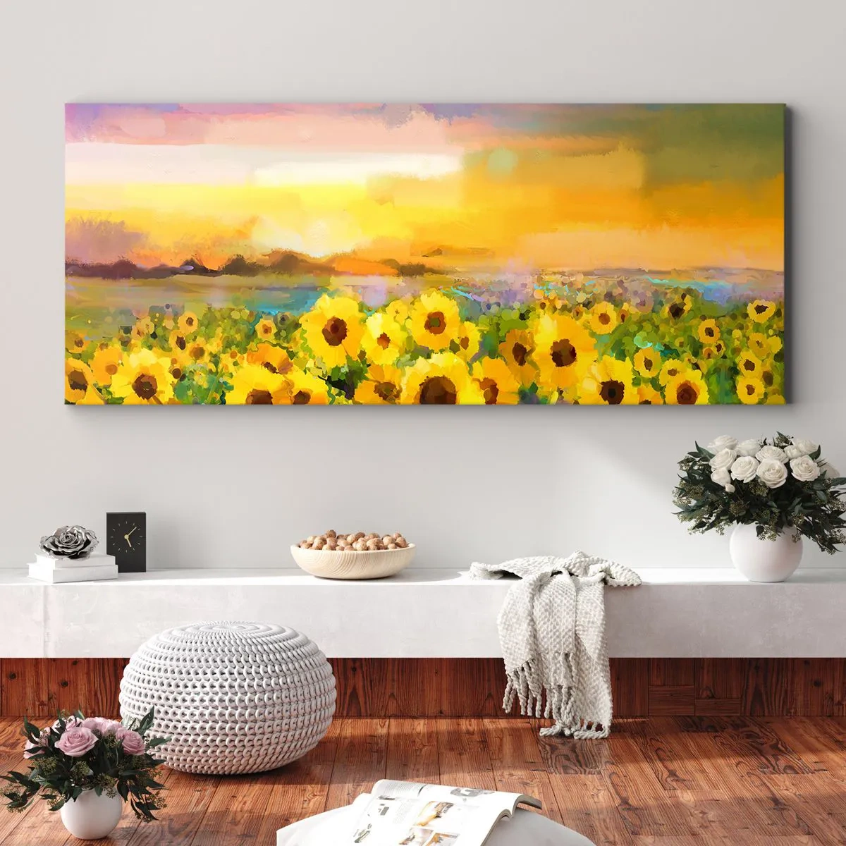 Schilderen op canvas - De zon zelf daalde naar de aarde - 120x50 cm