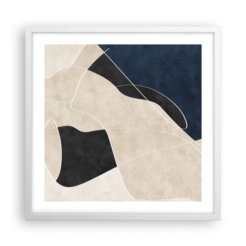 Poster in een witte lijst - Abstracte compositie – kleurcontrast - 50x50 cm