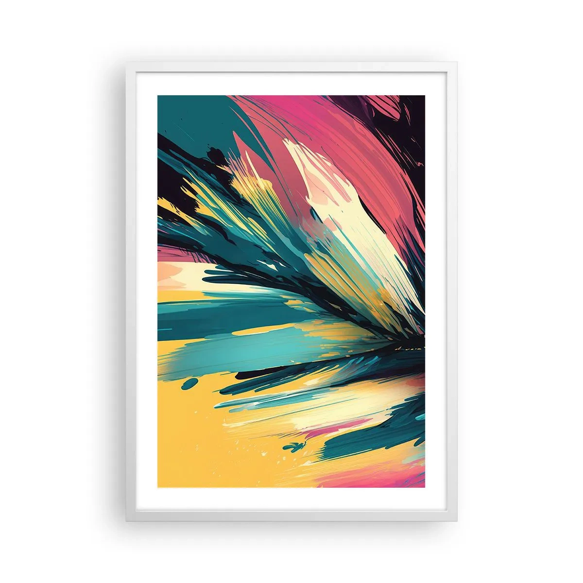 Poster in een witte lijst - Compositie – een explosie van vreugde - 50x70 cm