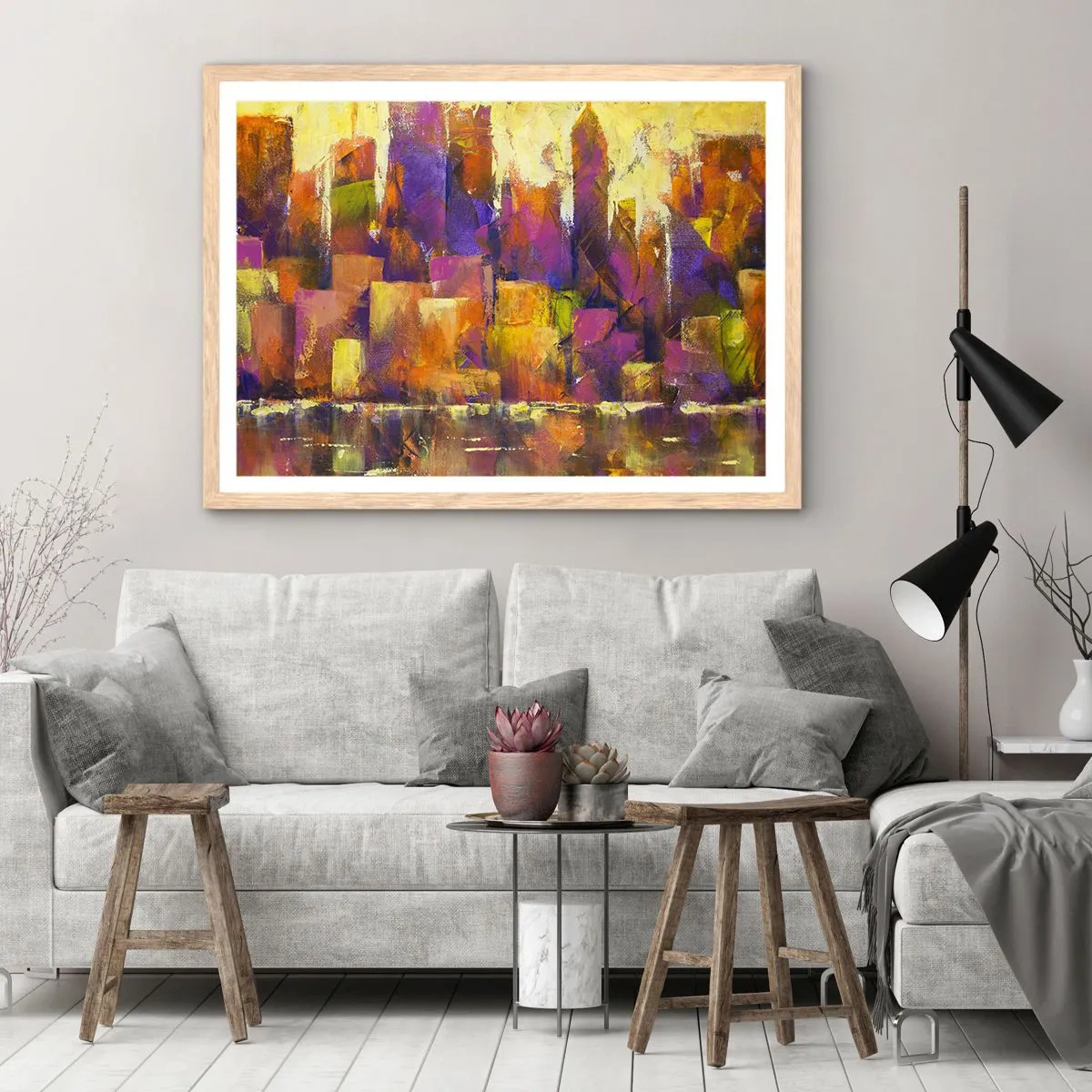 Een poster in een licht eiken lijst - Metropolitan compositie - 50x40 cm