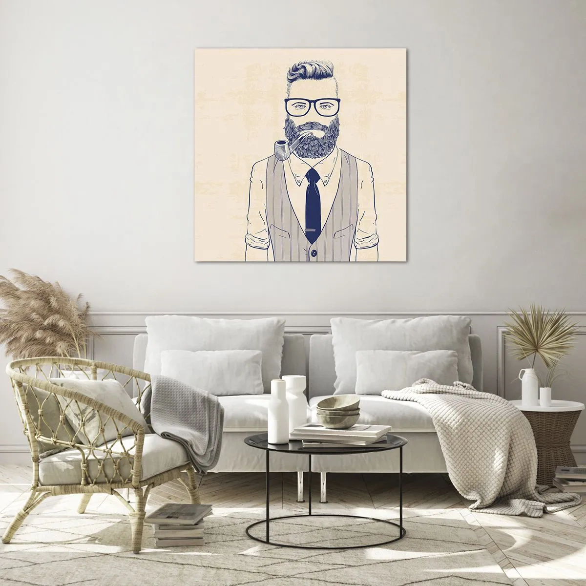 Schilderen op glas - Vrolijk, mannelijk en modieus - 70x70 cm