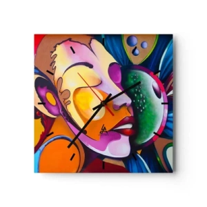 Wandklok - Klok - Aanraken met kleur - 30x30 cm