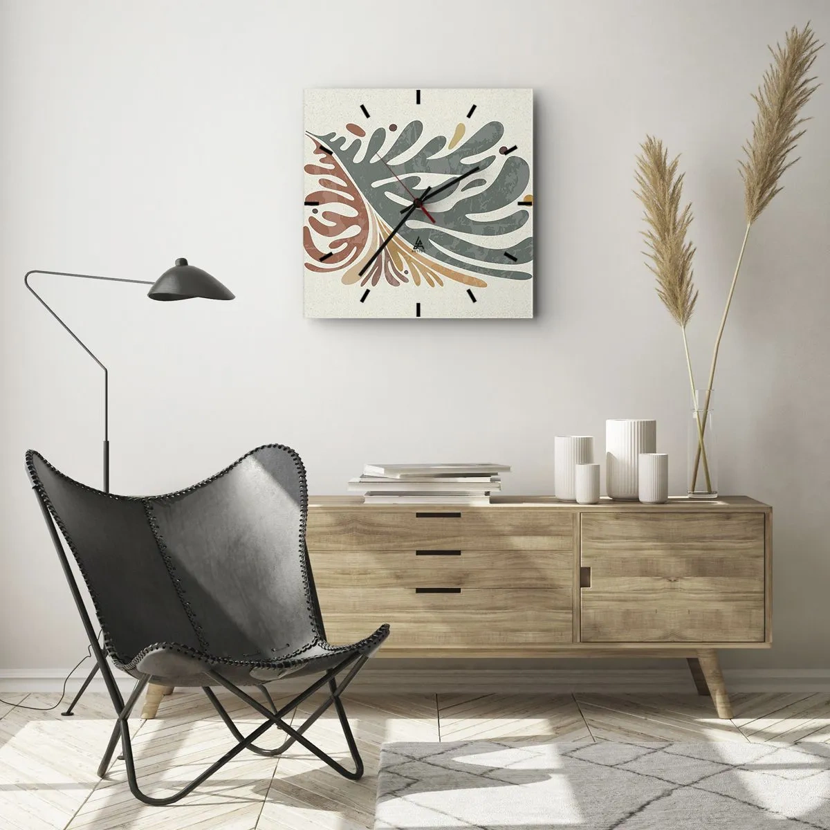 Wandklok - Klok - Veelkleurig blad - 40x40 cm