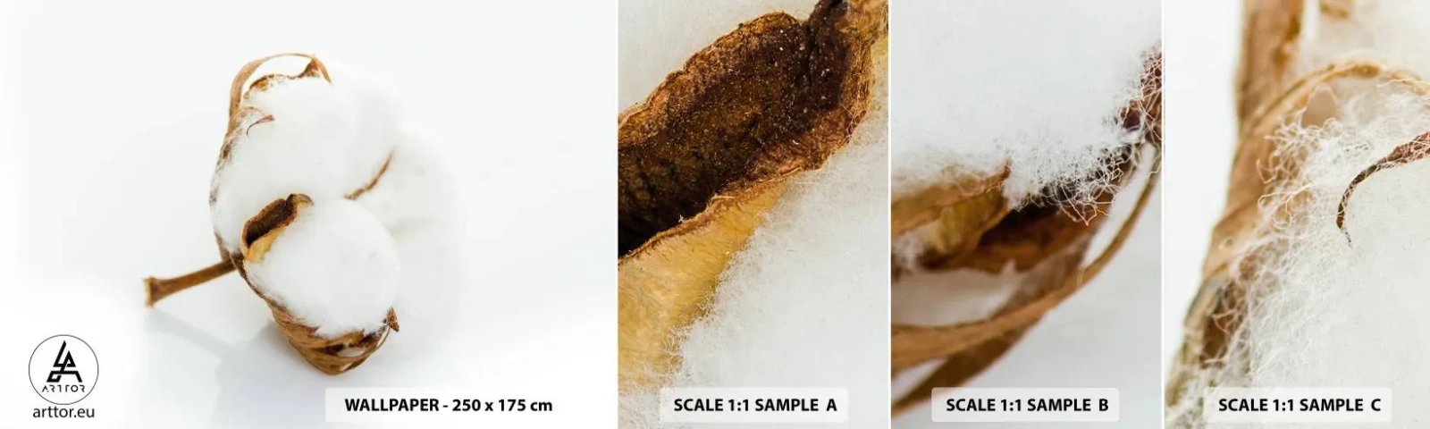 Fotobehang Monster Zelfklevend Deluxe Sticker - Zacht van aard - Katoen, Minimalistisch, Bloem - 100x30 cm