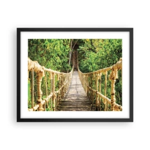 Poster in een zwarte lijst - Opgeschort in het groen - 50x40 cm