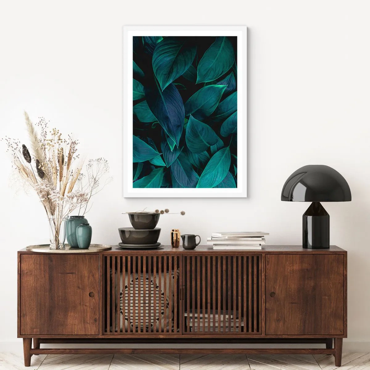 Poster in een witte lijst - Groen op zichzelf - 61x91 cm