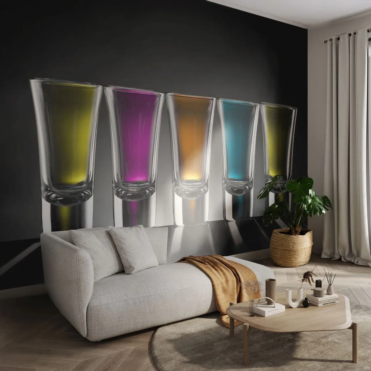 Zelfklevend Fotobehang Deluxe Sticker - Kleuren van vreugde - Gastronomie, Drankjes, Bril - 250x175 cm