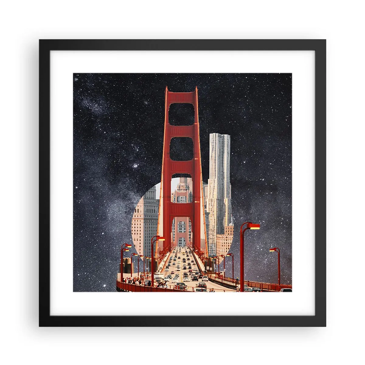 Poster in een zwarte lijst - Altijd in het centrum - 40x40 cm