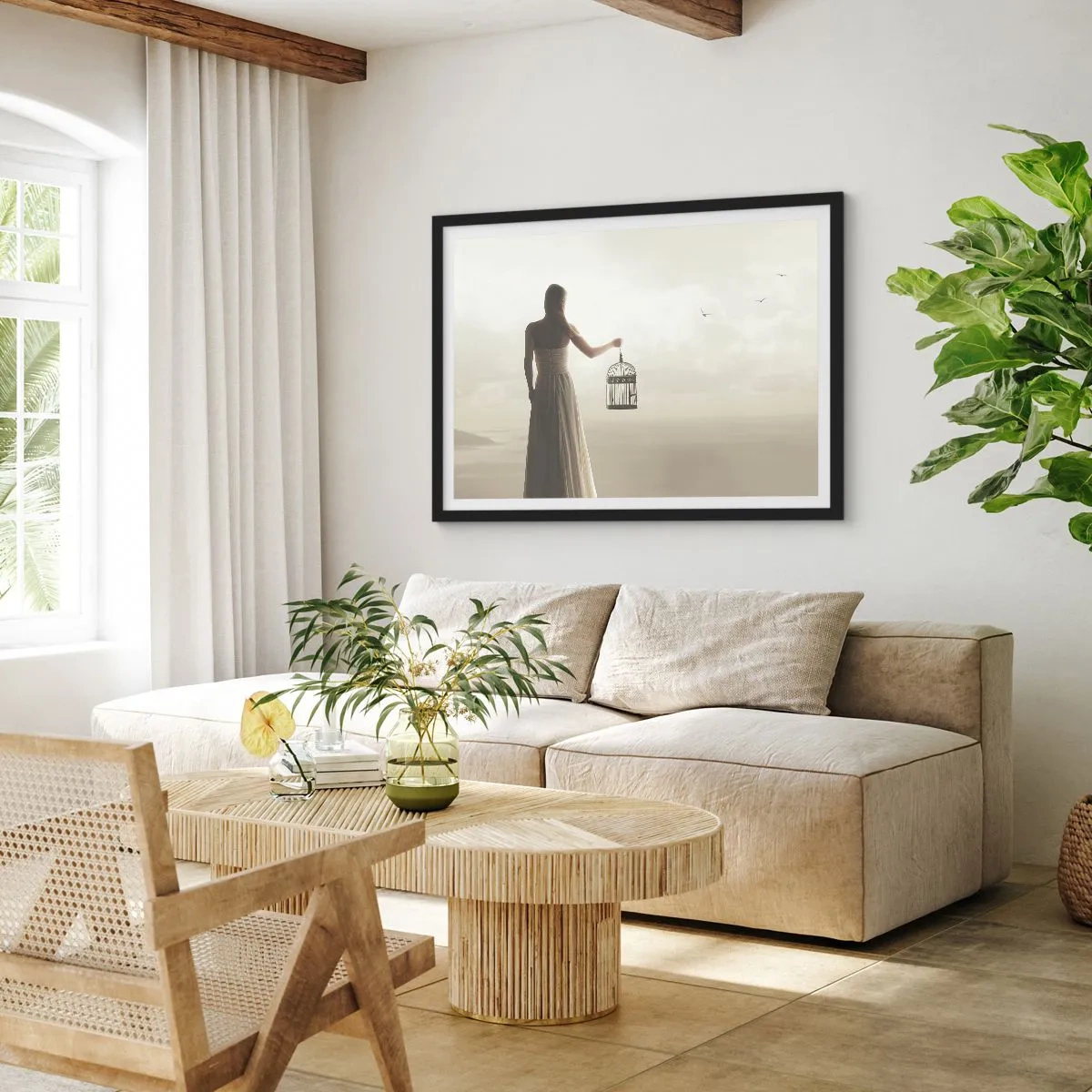 Poster in een zwarte lijst - Wees vrij - 40x30 cm