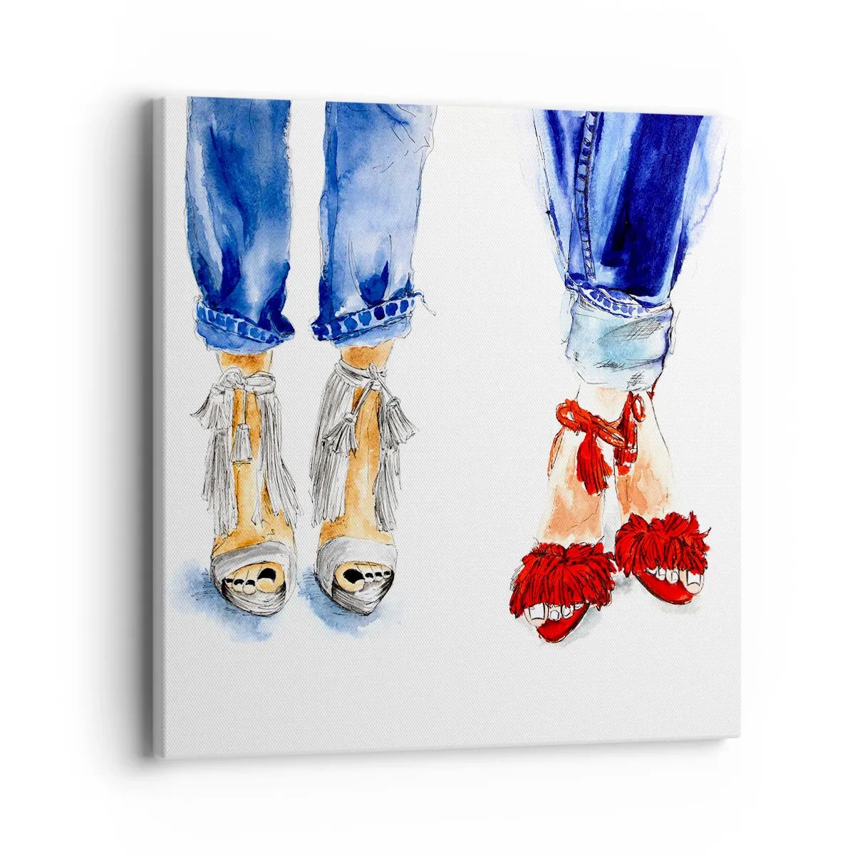 Schilderen op canvas - Misschien gaan we wandelen? - 40x40 cm