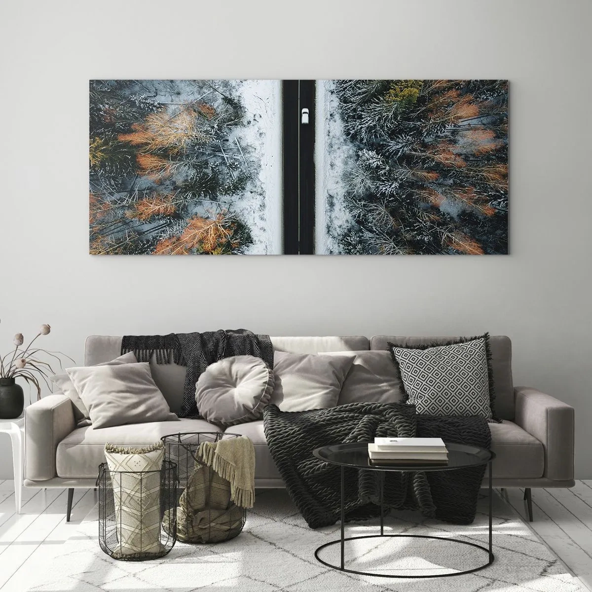 Schilderen op glas - Snijd door het winterbos - 100x40 cm