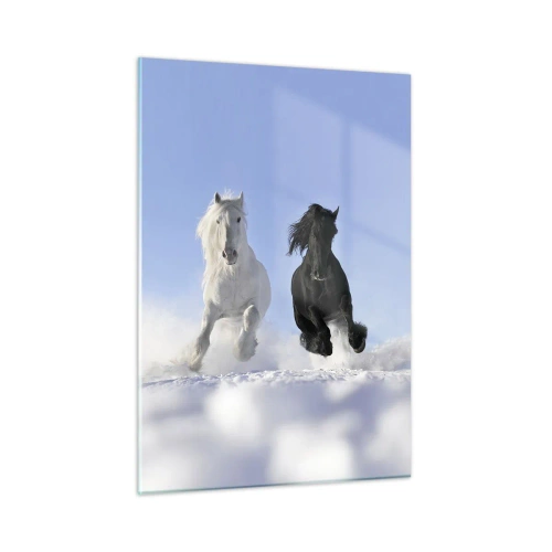Schilderen op glas - Zwart-wit galop - 50x70 cm