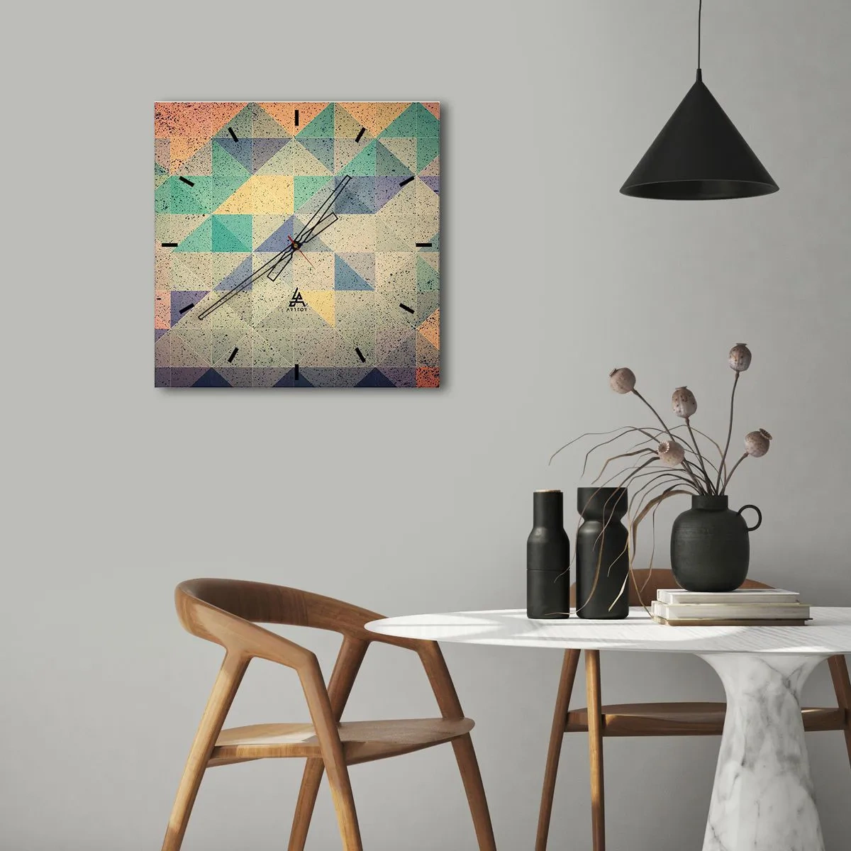 Wandklok - Klok - Republiek van driehoeken - 40x40 cm