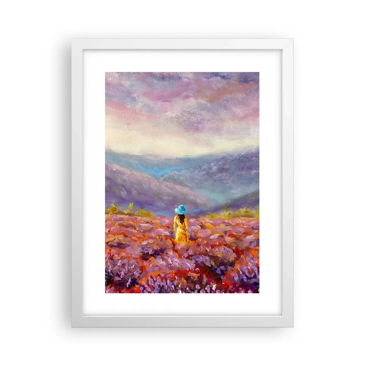 Poster in een witte lijst - In een lavendelwereld - 30x40 cm