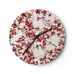 Wandklok - Klok - Rood bloemenpatroon op een witte achtergrond in vintage stijl - 30x30cm - Zoals oud calico - Moderne wanddecoratie voor woonkamer, keuken en slaapkamer ARTTOR