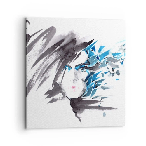 Schilderen op canvas - Sensueel portret in grijs en blauw - 70x70 cm