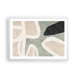 Poster in een witte lijst - Compositie met een zwart motief - 70x50 cm