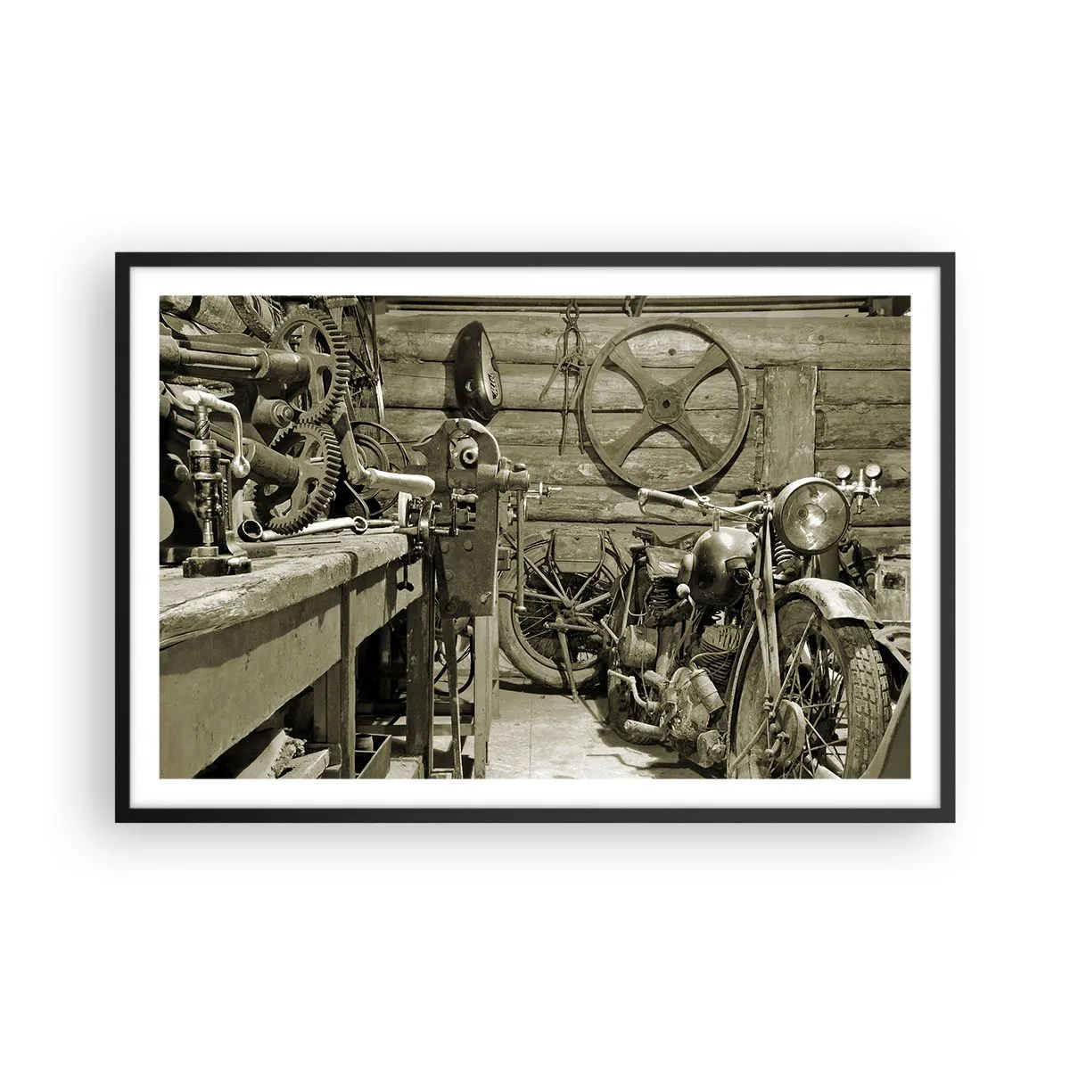 Poster in een zwarte lijst - In de schuur van oom Władek - 91x61 cm