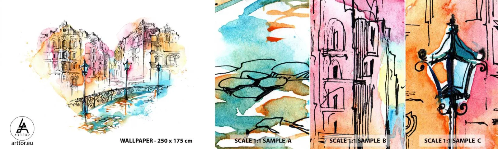 Fotobehang Monster Zelfklevend Deluxe Sticker - Het hart van de stad - Stad, Architectuur, Brug - 100x30 cm