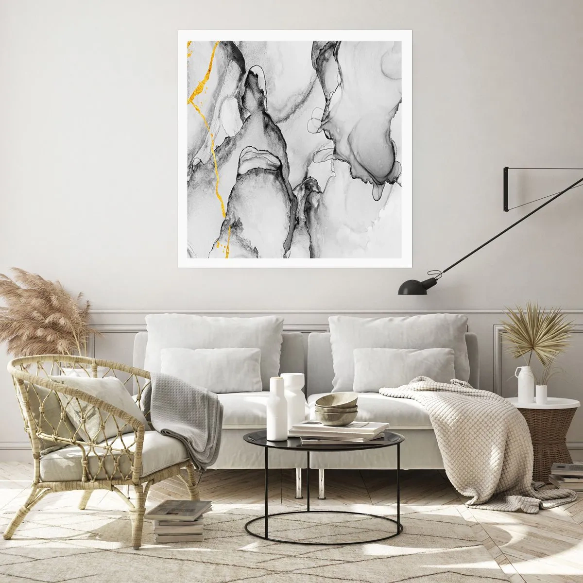 Poster - Compositie met een gouden motief - 40x40 cm