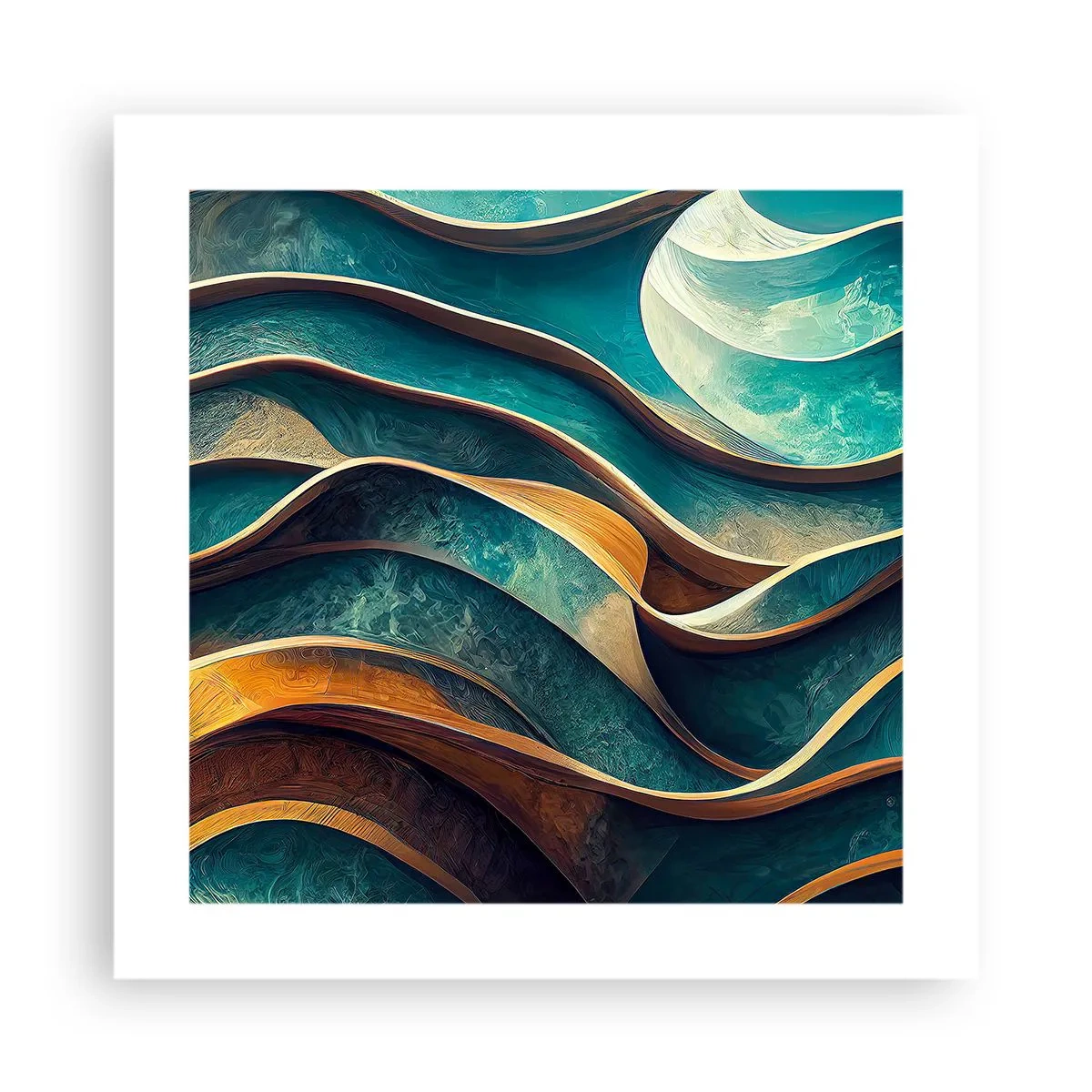 Poster - Meanders van blauw - 40x40 cm
