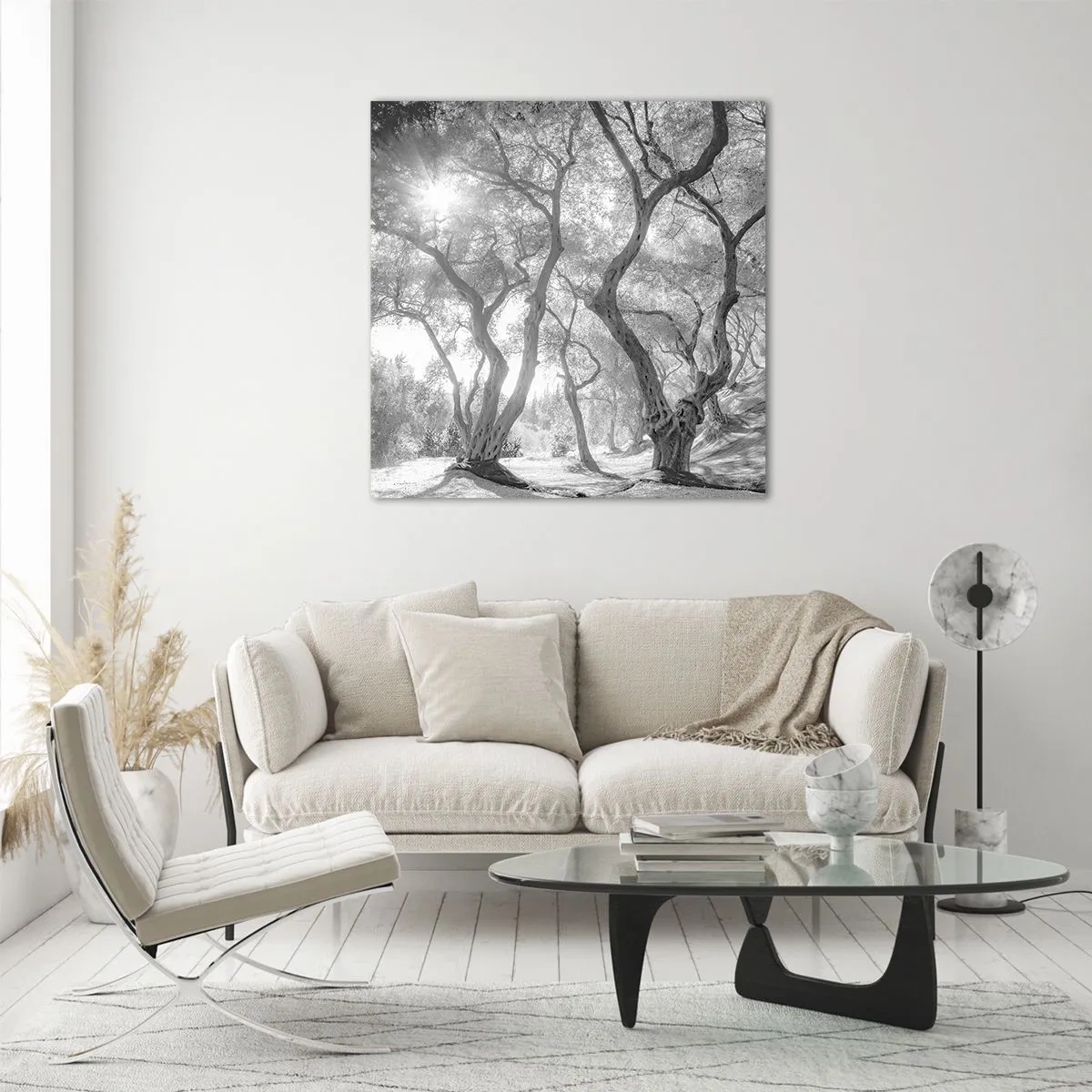 Schilderen op glas - In de olijfboomgaard - 60x60 cm