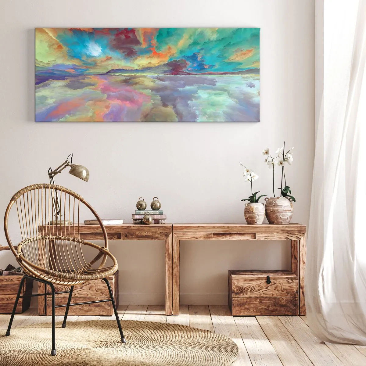 Schilderen op canvas - Twee hemelen - 120x50 cm