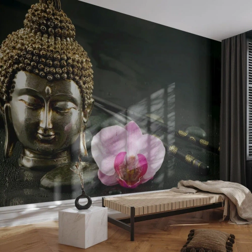 Fotobehang Premium Canvas - Harmonie van wijsheid en schoonheid - Boeddha, Religie, Geloof - 200x140 cm