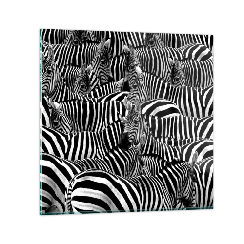 Schilderen op glas - Groepsportret met strepen - 50x50 cm