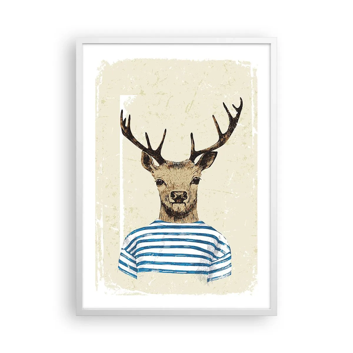 Poster in een witte lijst - Omdat ik van gestreepte t-shirts hou! - 50x70 cm