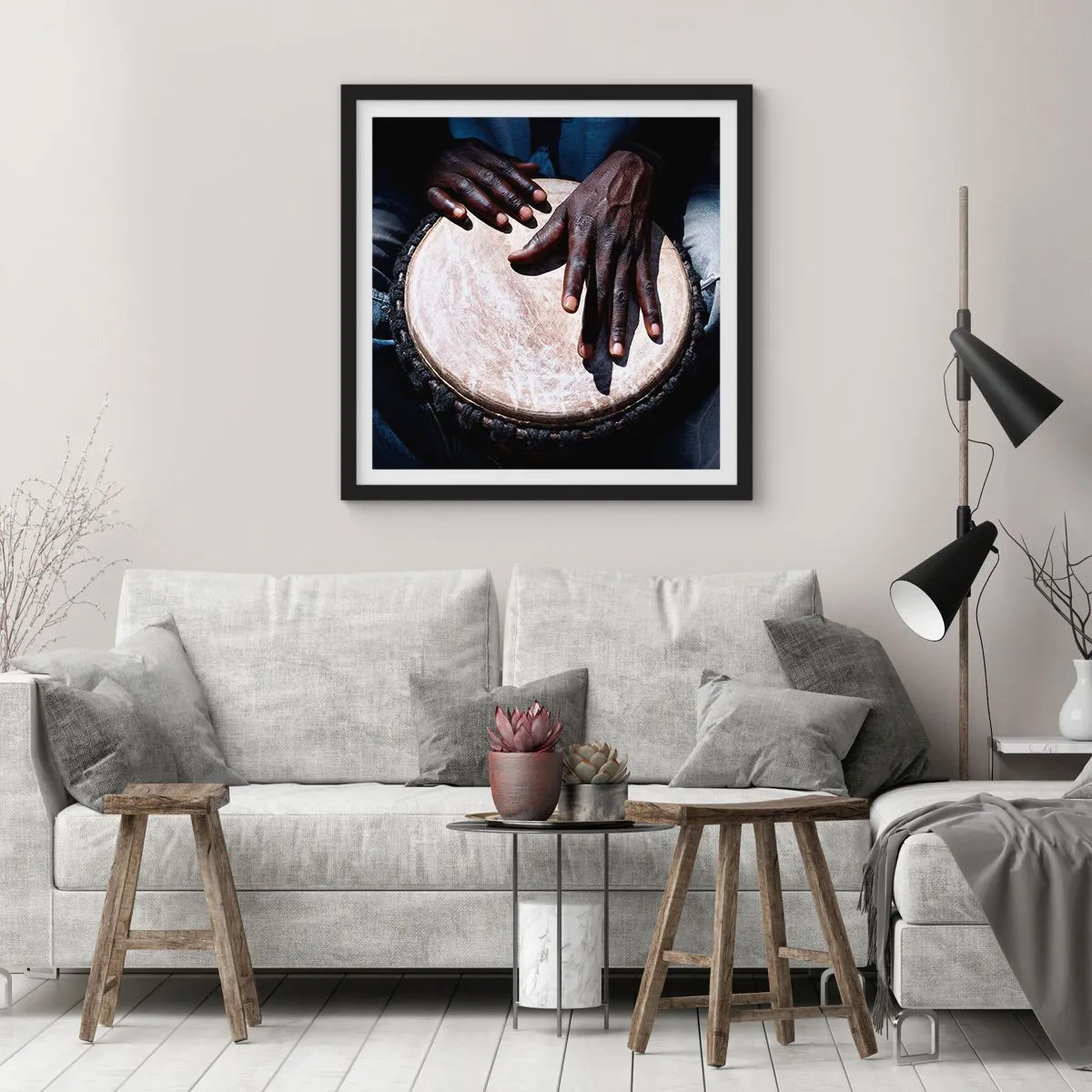 Poster in een zwarte lijst - Leef in je eigen ritme - 30x30 cm