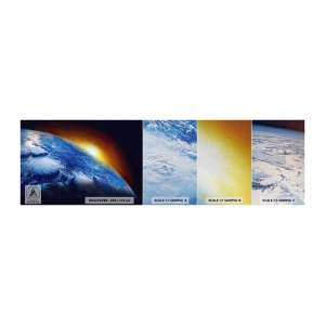 Fotobehang Monster Premium Canvas - Zonsopgang boven de blauwe planeet - Abstractie, 3D, Kosmos - 100x30 cm