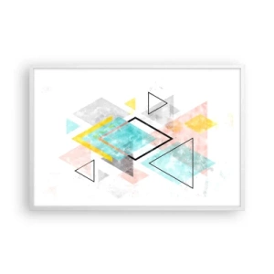 Poster in een witte lijst - Geometrisch spel - 91x61 cm