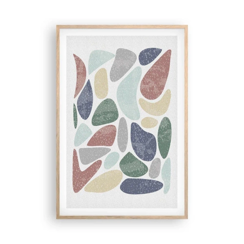 Een poster in een licht eiken lijst - Een mozaïek van poederkleuren - 61x91 cm