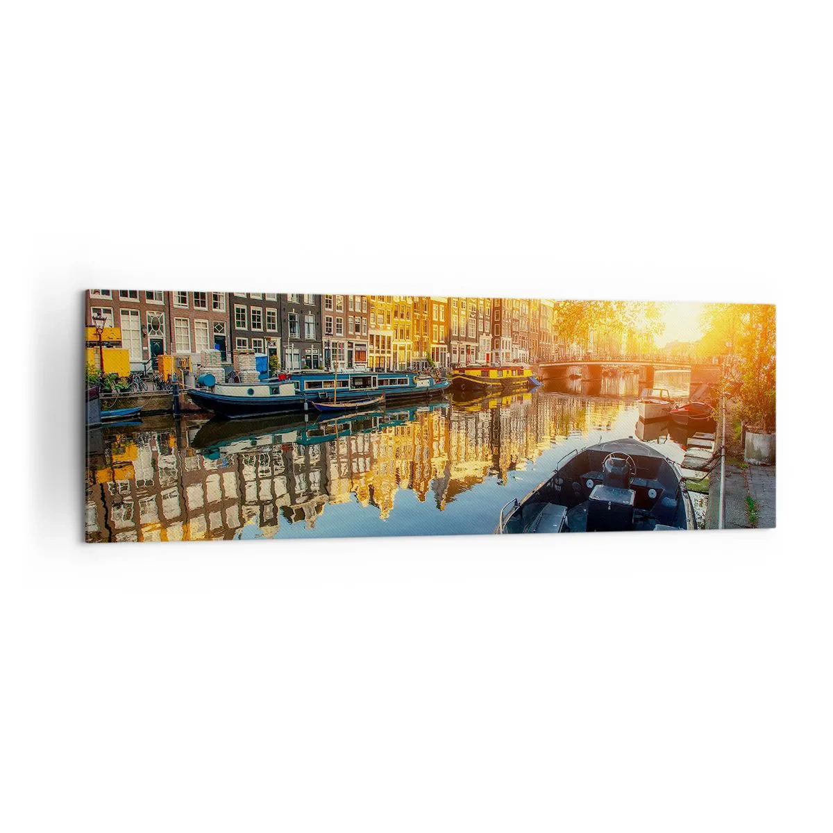 Schilderen op canvas - Ochtend in Amsterdam - 160x50 cm