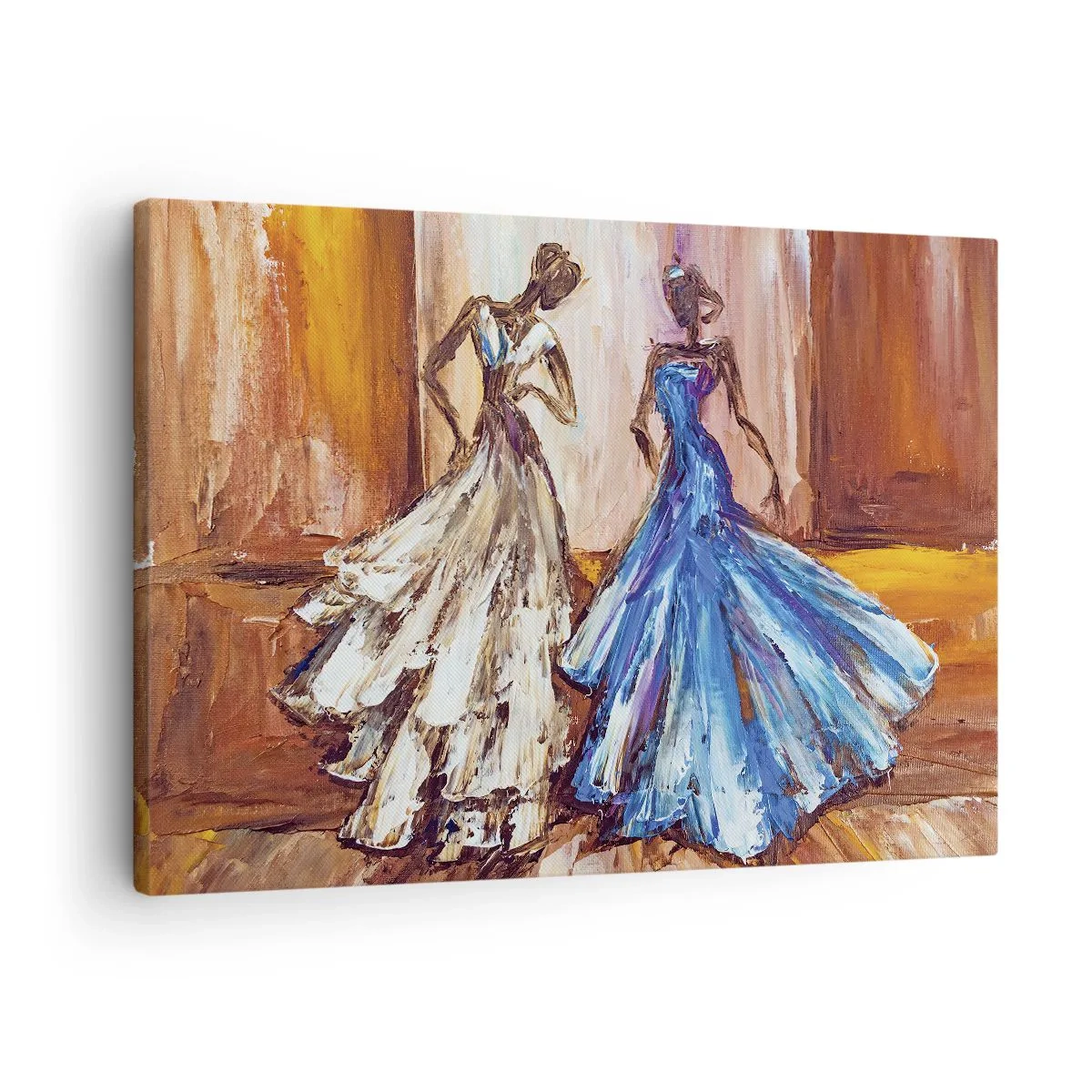 Schilderen op canvas - Personages in avondjurken in een artistieke stijl - 70x50cm - Een dankbaar duo - Moderne wanddecoratie voor woonkamer en slaapkamer ARTTOR