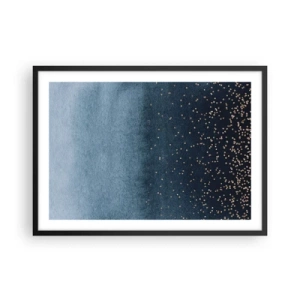 Poster in een zwarte lijst - Samenstelling - blauwe fasen - 70x50 cm