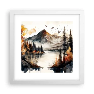 Poster in een witte lijst - Gouden herfst in de bergen - 30x30 cm