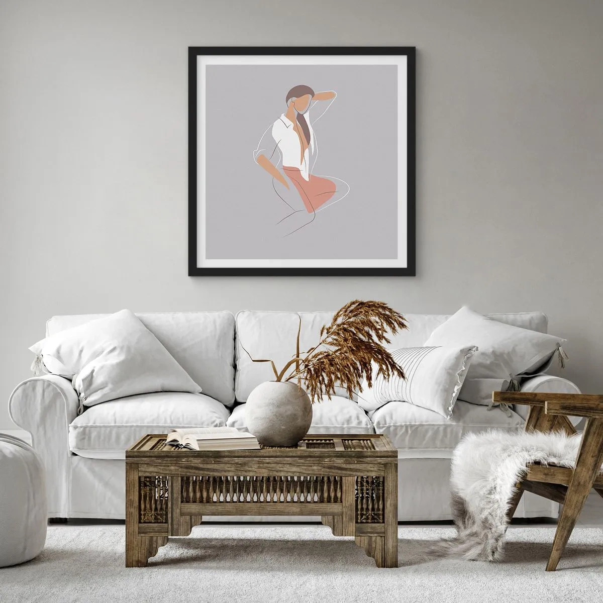 Poster in een zwarte lijst - Omtrek van gracieusheid - 30x30 cm